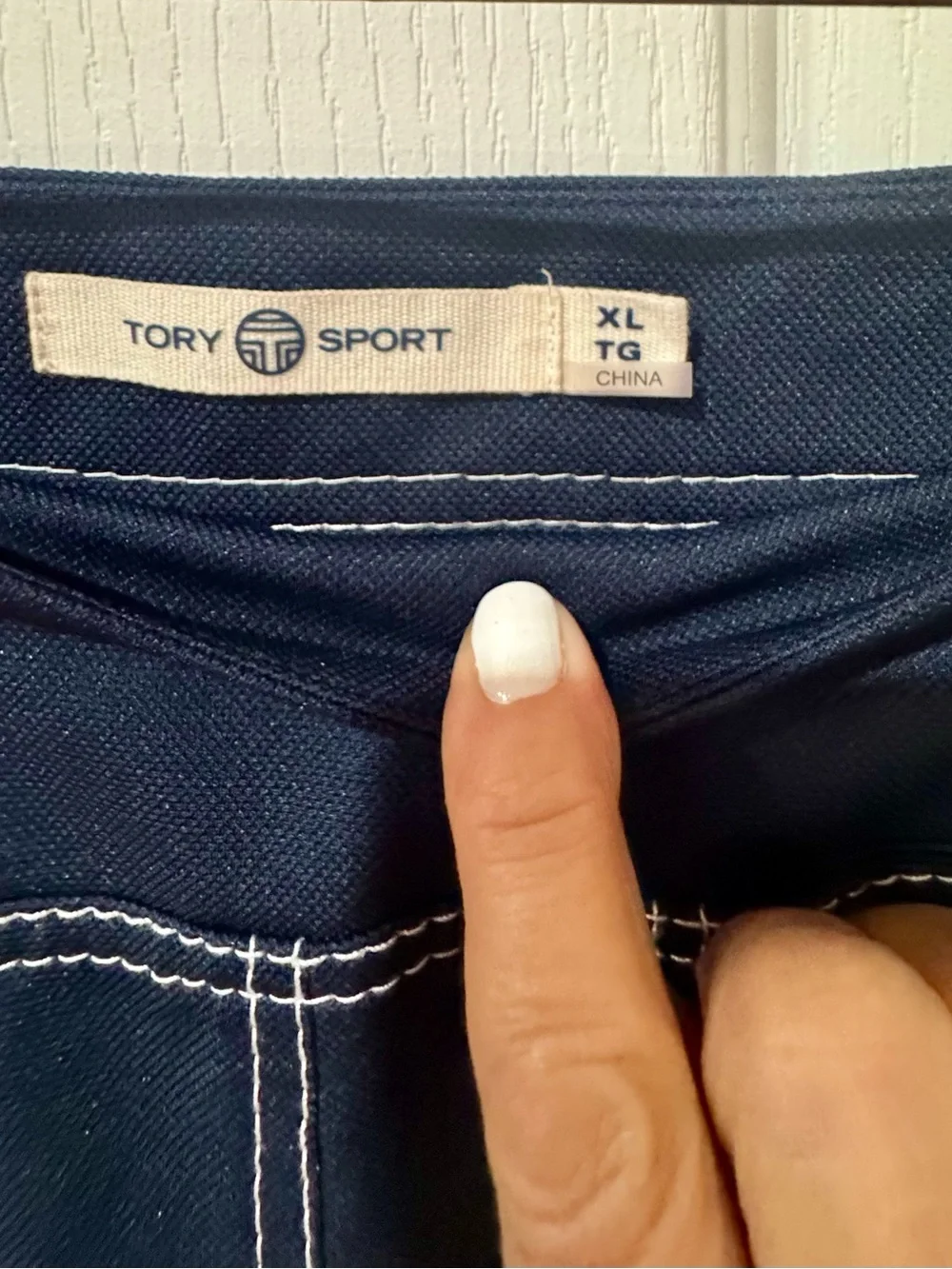 Tory Burch Navy Mini Skort with White Contrast Stitching